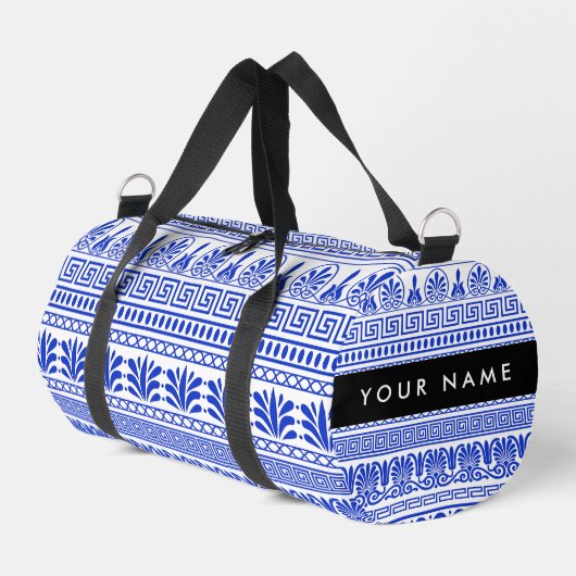 Griechischer Fret, Mixed Meander Key, Blau, Ihr Na Duffle Bag (Linke Seite)