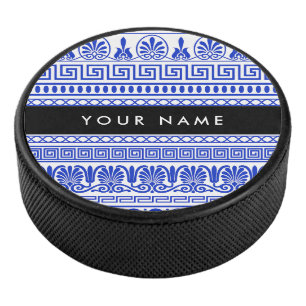 Griechischer Fret, Mixed Meander Key, Blau, Ihr Na Eishockey Puck