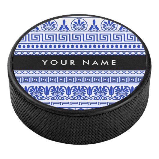 Griechischer Fret, Mixed Meander Key, Blau, Ihr Na Eishockey Puck (3/4)