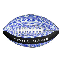 Griechischer Fret, Mixed Meander Key, Blau, Ihr Na Football