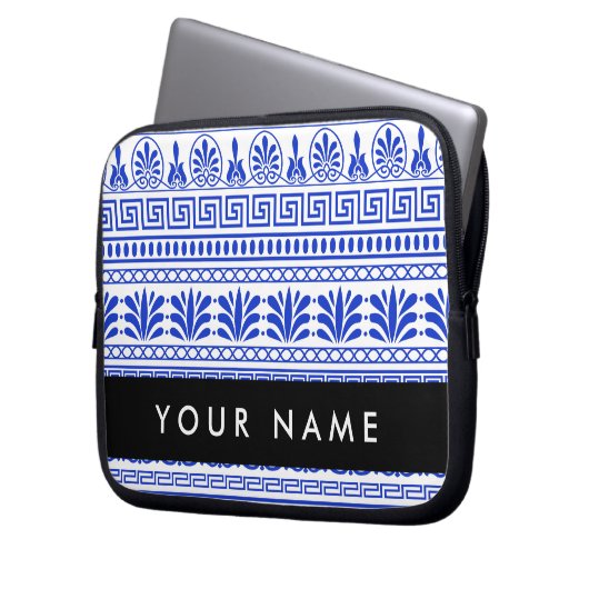 Griechischer Fret, Mixed Meander Key, Blau, Ihr Na Laptopschutzhülle (Vorderseite Links)