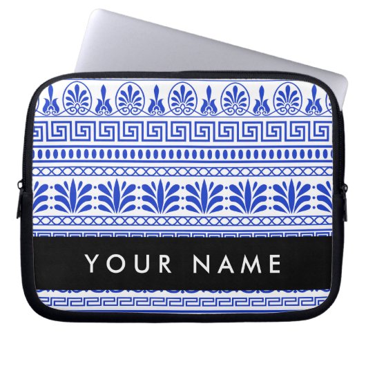 Griechischer Fret, Mixed Meander Key, Blau, Ihr Na Laptopschutzhülle (Vorderseite)
