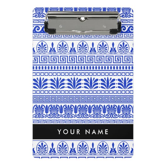 Griechischer Fret, Mixed Meander Key, Blau, Ihr Na Mini Klemmbrett (Vorderseite)