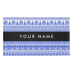 Griechischer Fret, Mixed Meander Key, Blau, Ihr Na Namenschild