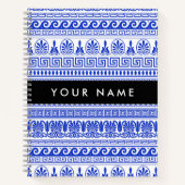 Griechischer Fret, Mixed Meander Key, Blau, Ihr Na Notizblock (Vorderseite)