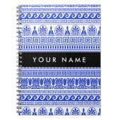 Griechischer Fret, Mixed Meander Key, Blau, Ihr Na Notizblock (Vorderseite)