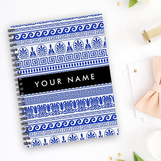 Griechischer Fret, Mixed Meander Key, Blau, Ihr Na Notizblock