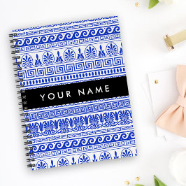 Griechischer Fret, Mixed Meander Key, Blau, Ihr Na Notizblock