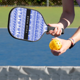 Griechischer Fret, Mixed Meander Key, Blau, Ihr Na Pickleball Schläger