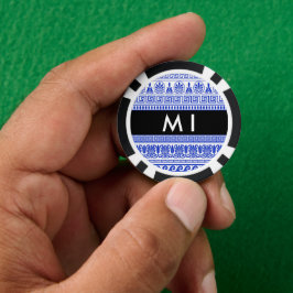 Griechischer Fret, Mixed Meander Key, Blau, Ihr Na Pokerchips