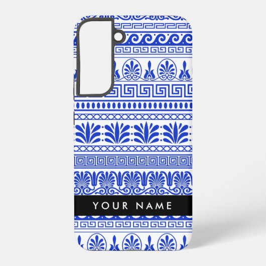 Griechischer Fret, Mixed Meander Key, Blau, Ihr Na Samsung Galaxy Hülle (Rückseite)