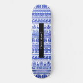 Griechischer Fret, Mixed Meander Key, Blau, Ihr Na Skateboard (Vorderseite)
