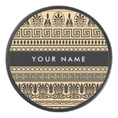 Griechischer Fret, Mixed Meander Key, Braun, Ihr N Eishockey Puck (Vorderseite)