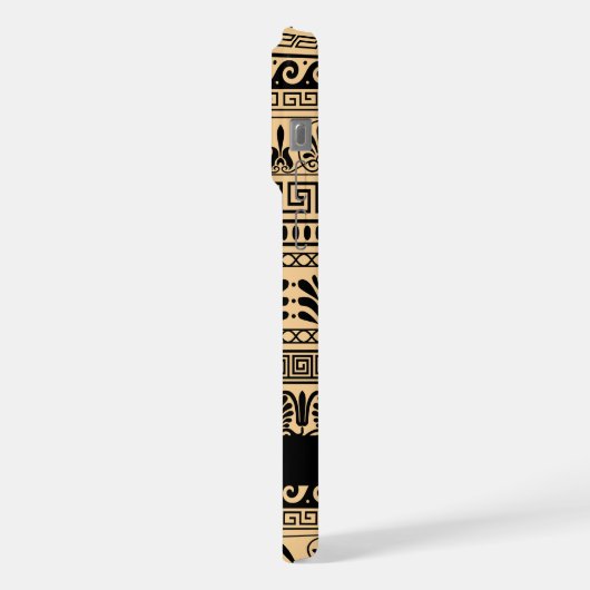 Griechischer Fret, Mixed Meander Key, Braun, Ihr N iPhone Hülle (Linke Seite)