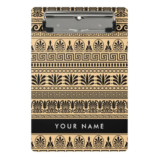 Griechischer Fret, Mixed Meander Key, Braun, Ihr N Mini Klemmbrett (Vorderseite)