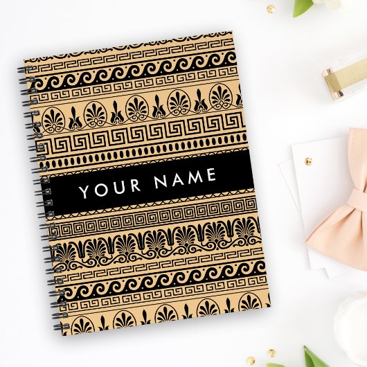 Griechischer Fret, Mixed Meander Key, Braun, Ihr N Notizblock