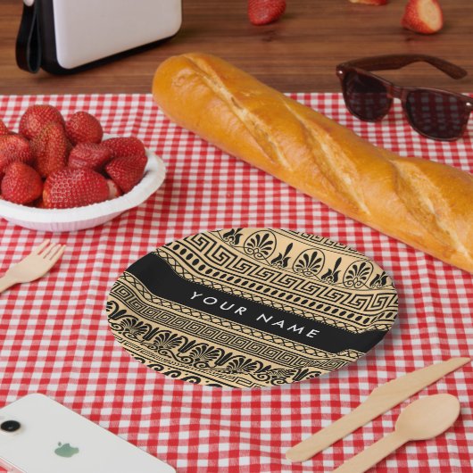 Griechischer Fret, Mixed Meander Key, Braun, Ihr N Pappteller (Picknick)