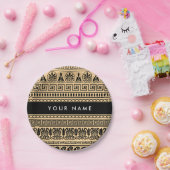 Griechischer Fret, Mixed Meander Key, Braun, Ihr N Pappteller (Party)