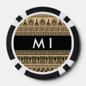 Griechischer Fret, Mixed Meander Key, Braun, Ihr N Pokerchips (Rückseite)