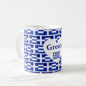 Griechischer geometrischer Entwurf der Flagge Kaffeetasse (Vorderseite Links)