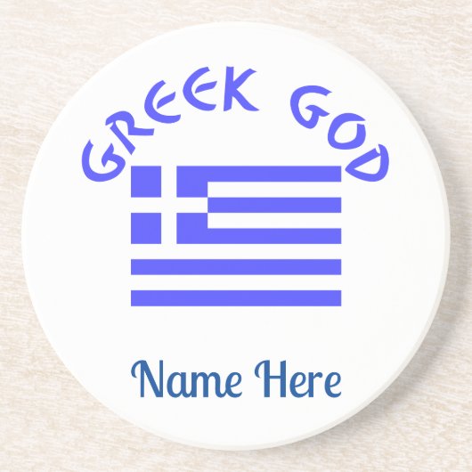 Griechischer Gott und die griechische Flagge Perso Getränkeuntersetzer (Vorne)