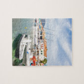 Griechischer Hafen mit Segelbooten in Fiskardo Puzzle (Horizontal)