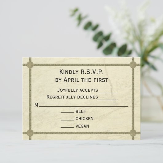 Griechischer Hochzeitstisch RSVP Karte (Stehend Vorderseite)