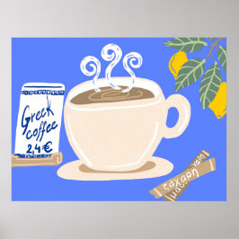 Griechischer Kaffee & Zitronenzweig Mittelmeer Pos Poster