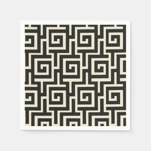 griechischer Key Black Serviette (Vorderseite)