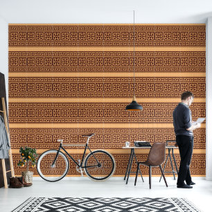 Griechischer Key Brown über Mellon Designer Tapete