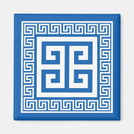 Griechischer Key White and Blue Magnet