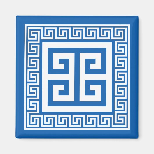 Griechischer Key White and Blue Magnet (Vorne)