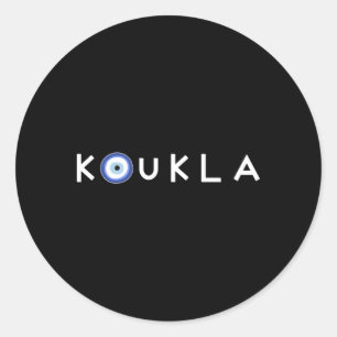 Griechischer Koukla Evil Eye Griechischer Priester Runder Aufkleber