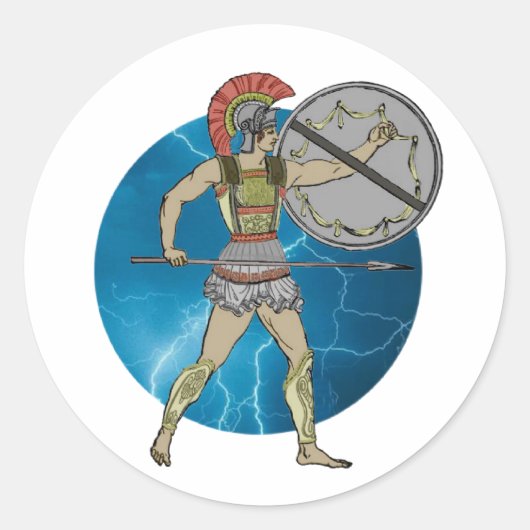 Griechischer Krieger Runder Aufkleber (Vorderseite)