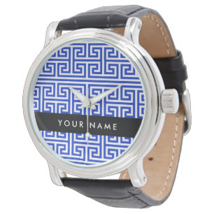Griechischer Mäander-Schlüsselanhänger Blau, Ihr N Armbanduhr