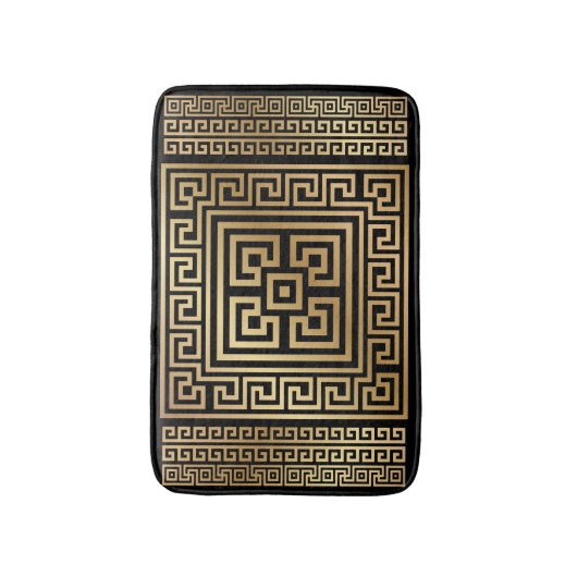 Griechischer Mäander-Schlüsselschmuck - Schwarz un Badematte (Vorderseite Vertikal)