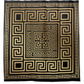 Griechischer Mäander-Schlüsselschmuck - Schwarz un Duschvorhang (Vorderseite)
