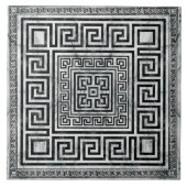 Griechischer Mäander - Schwarz-Weiß-Marmor mit gri Fliese (Vorderseite)