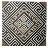 Griechischer Mäander - Schwarz-Weiß-Marmor mit gri Fliese (Vorderseite)