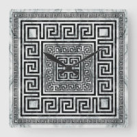 Griechischer Mäander - Schwarz-Weiß-Marmor mit gri