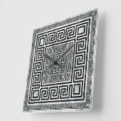 Griechischer Mäander - Schwarz-Weiß-Marmor mit gri Quadratische Wanduhr (Winkel)
