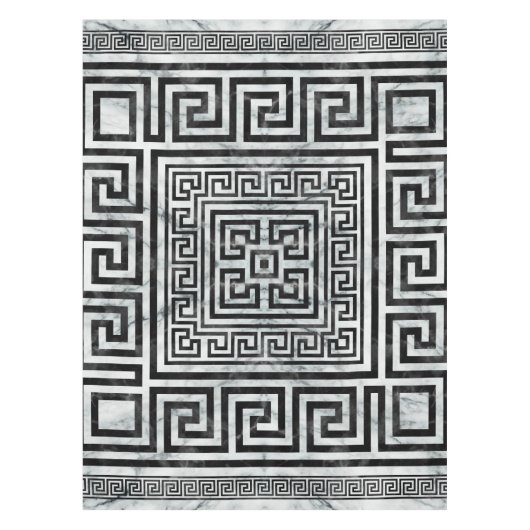 Griechischer Mäander - Schwarz-Weiß-Marmor mit gri Tischdecke (Vorderseite)