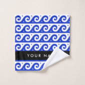 Griechischer Masander-Schlüssel, Wave Key, Blau, I Badhandtuch Set (Waschlappen)