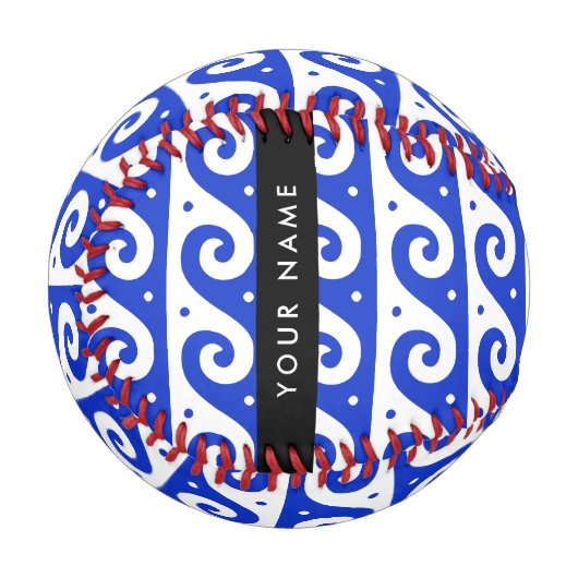 Griechischer Masander-Schlüssel, Wave Key, Blau, I Baseball (Vorderseite Links)