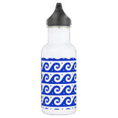 Griechischer Masander-Schlüssel, Wave Key, Blau, I Edelstahlflasche (Rechts)