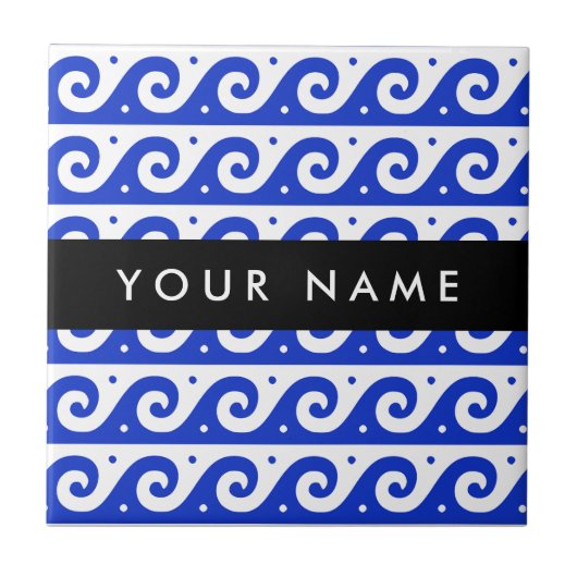 Griechischer Masander-Schlüssel, Wave Key, Blau, I Fliese (Vorderseite)