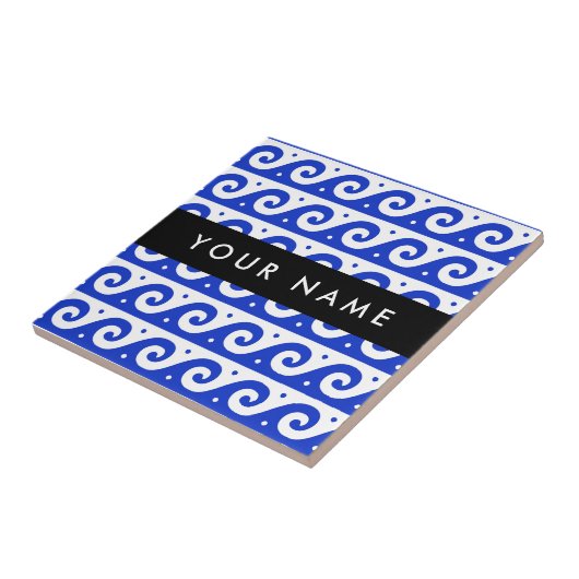 Griechischer Masander-Schlüssel, Wave Key, Blau, I Fliese (Seite)