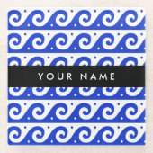 Griechischer Masander-Schlüssel, Wave Key, Blau, I Glasuntersetzer (Vorderseite)