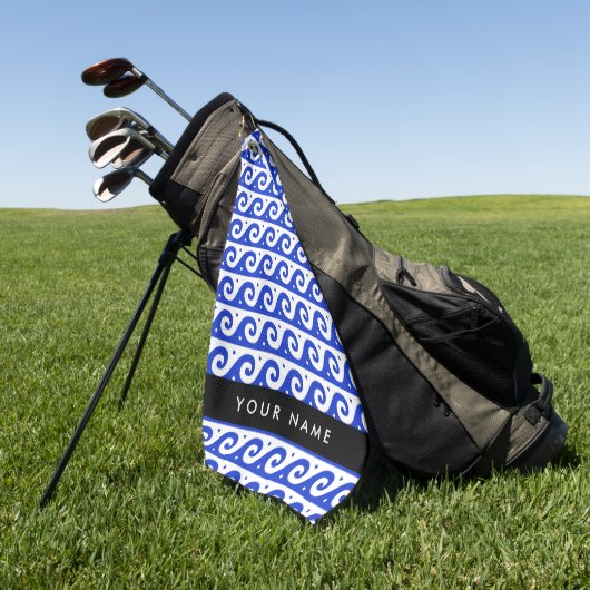 Griechischer Masander-Schlüssel, Wave Key, Blau, I Golfhandtuch (Gras)