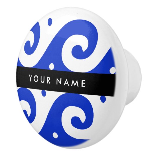 Griechischer Masander-Schlüssel, Wave Key, Blau, I Keramikknauf (Rechts)